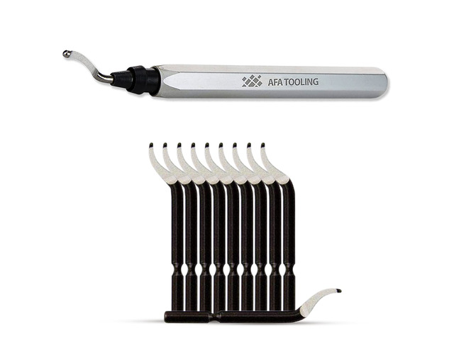 BK3010 Deburring Tool, Silver CNC Anodized Aluminum Handle 11 M2 HSS cutters reach 1.5mm holes and back burrs with 360-degree rotation for 3D...