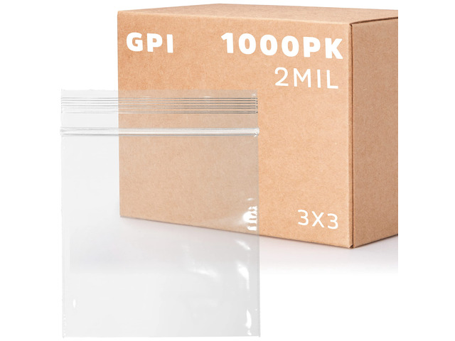 1000 Count, 3' x 3' Clear Plastic Square Zip Bags, 2 Mil Thick, Strong & Durable Poly Baggies with Resealable Zip Top Lock for Travel, Storage,...