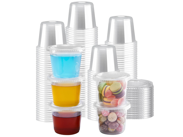 360 Pack 5.5 oz Condiment Cups with Lids, Disposable Jello Cups Clear Plastic Jello Shot Cups with Lids, Small Portion Souffle Cups for Dipping...