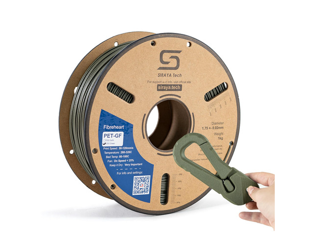 Fibreheart PET-GF 3D Printer Filament, ODG Olive Green, 1kg 15% Glass Fiber Reinforced, UV Resistant, High Strength, Low Moisture Absorption, for...