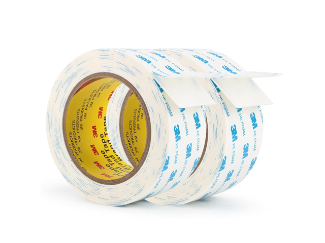 3M 1600T Double Sided Tape, 2 in x 18 ft White PE Foam Tape, 2 Pack 0.04 in Thick, Removable from Smooth Surfaces, for RV, Pictures, Posters,...