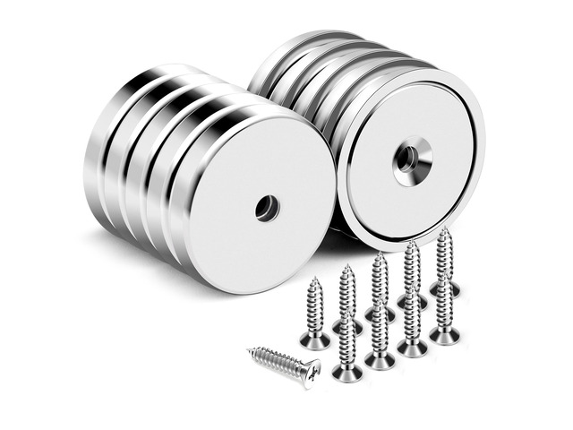 Magnets with Countersunk Hole,1.26 Inch 110LBS 10 Pack Heavy Duty Magnet Rare Earth Neodymium Strong Round Base Cup and Stainless Screws for...