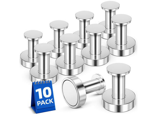 10 Pack Magnetic Hooks, Strong Magnetic Hooks for Cruise Cabins Silver Magnets with Hooks for Refrigerator, Magnetic Hook for Garage, Home...