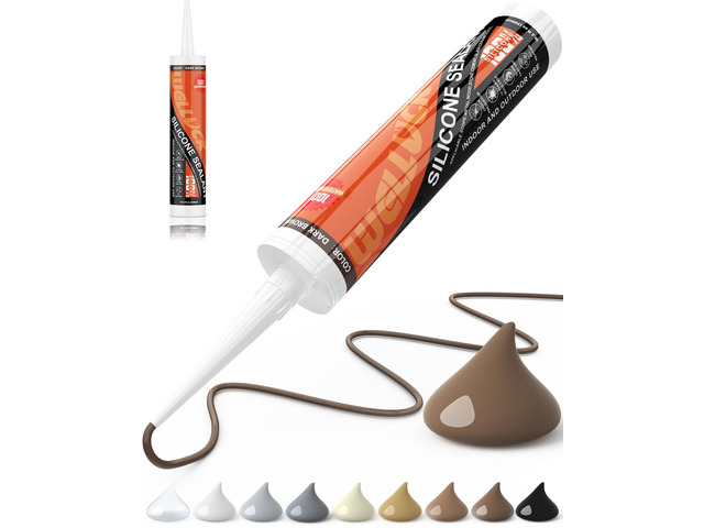 Dark Brown/Espresso Silicone Caulk, 100% Waterproof Caulking Silicone Sealant Flexible Adhesive, Matches Walnut, Mahogany, Jacobean, Dark Stained...