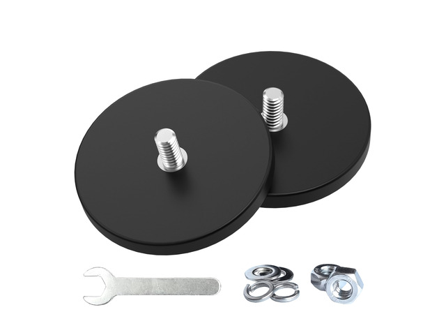 2 Pieces Strong Rubber Coated Mounting Magnets 65 LB Anti-Scratch & Anti Corrosion, Over 65 LB Adhesive Power, 1/4'-20 Stainless Steel Male Thread...