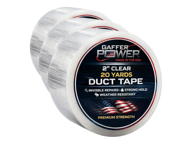 Clear Repair Tape 2 x 20 Yards Semi-Transparent Waterproof Duct Tape for Discreet Repairs, Sealing & Patching Heavy Duty, Weather Resistant (Pack...