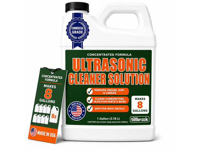 Ultrasonic Cleaner Solution, Makes 8 Gallons, for Auto Parts, Made in USA Concentrated Ultrasonic Carburetor Cleaner - 128 oz - Safe for Most...