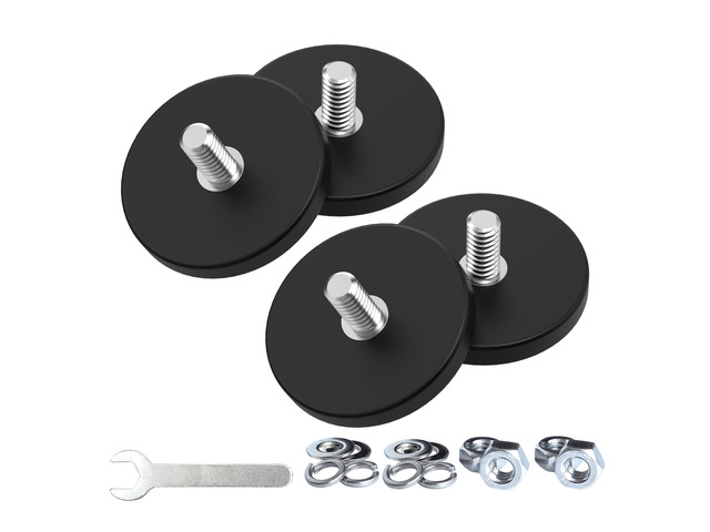 4 Pieces Strong Rubber Coated Mounting Magnets 30 LB Anti-Scratch & Anti Corrosion, Over 30 LB Adhesive Power, 1/4'-20 Stainless Steel Male Thread...