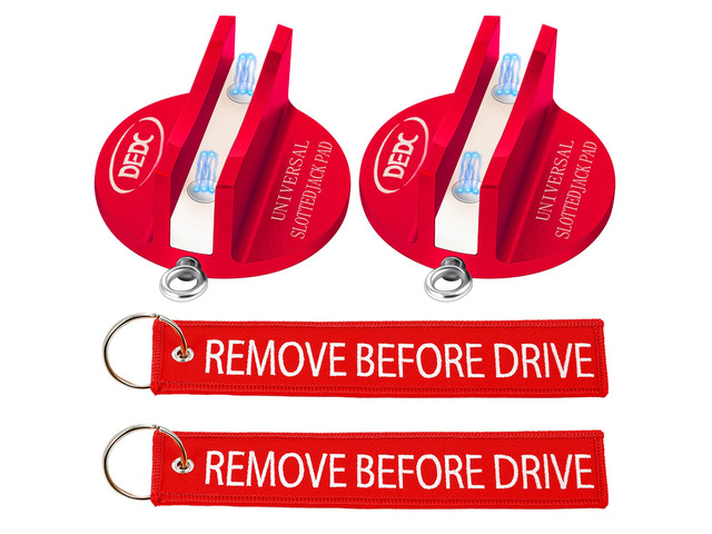 2Pcs Red Universal Aluminum Magnetic Grooved Pinch Weld Jack Pad Frame Rail Jack Pad Adapter for Tire Changes and Oil Changes, Fits Pickup Car...