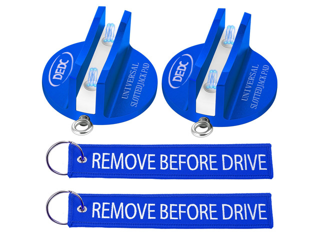 2Pcs Blue Universal Aluminum Magnetic Grooved Pinch Weld Jack Pad Frame Rail Jack Pad Adapter for Tire Changes and Oil Changes, Fits Pickup Car...