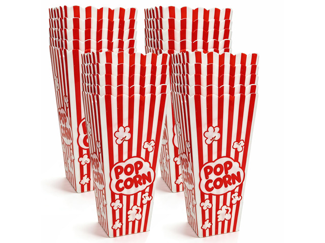 20 Pack Plastic Popcorn Containers, Reusable Popcorn Boxes 7.5' Tall and 3.6' Square Popcorn Buckets, For Popcorn Machine, Movie Night, Party,...