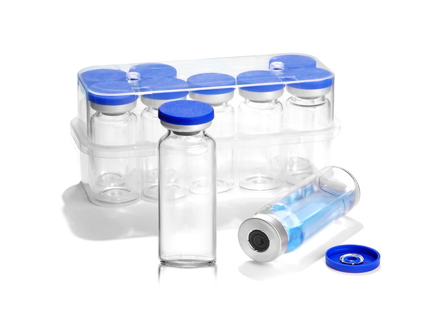 10ml Sealed Sterile Glass Empty Vials for Injection, 50 Pack Peptide Vial with Self Healing Injection Port and Plastic-Aluminum Flip Caps