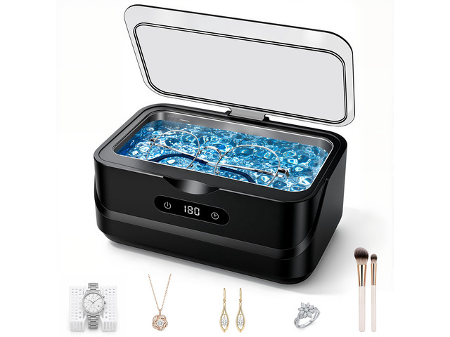 Ultrasonic Jewelry Cleaner 48KHz Ultra Sonic Cleaning Machine For Ring/Eyeglass/Silver Jewelry/Watch Band/Dentures Retainers 4 Cleaning Modes &...