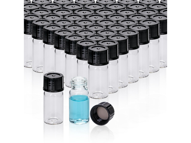 100 PCS 5ML Clear Small Liquid Sample Glass Vials with Screw Caps 0.17OZ 18x40mm Leak-Proof Bottle for Lab, Essential Oil, Perfume, Reagent