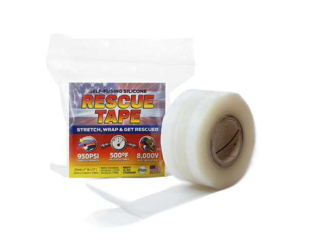 Rescue Tape, Self-Fusing Silicone Repair Tape, 1 in x 12 ft, Clear Self-Fusing Silicone Design, Waterproof Seal, Leak Repair, Heat Resistant,...
