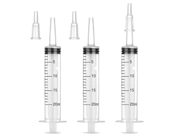 20mL Plastic Syringe for Liquid - 20 Pack Large Syringes with Adapter Individually Wrapped for Scientific Labs, Feeding, Oil Filling
