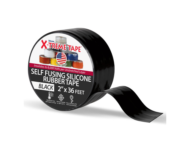 Self Fusing Silicone Tape - 2 Inch x 36 Ft Roll - Black Heavy Duty Rubber Electrical Tape, Waterproof, For Automotive, Hose, Pipe, Outdoor &...