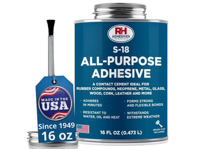 S-18 All-Purpose Adhesive 16 oz -Contact Cement for Headliner, Upholstery Multi-surface adhesive, bonds rubber, metal, leather, felt, wood and...