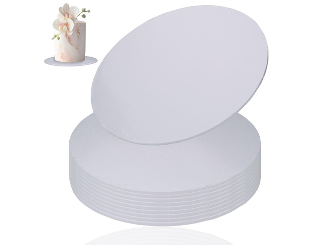 14 inch Round Cake Drum Boards, 1/4 Inch Thick White Corrugated Cardboard Cake Base Grease-Resistant Cake Boards for Multi-Layer Cakes, Weddings &...