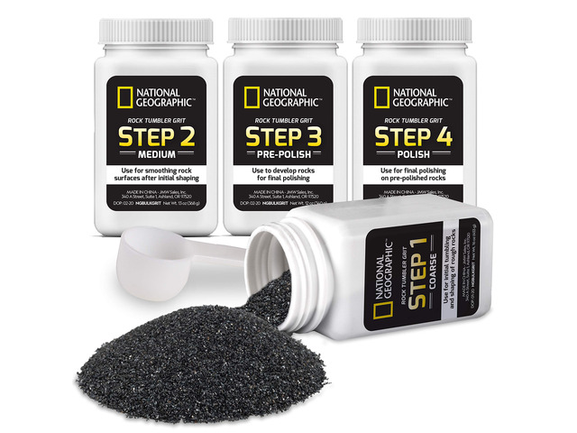 NATIONAL GEOGRAPHIC Rock Tumbler Grit and Polish Refill Kit - Tumbling Grit Media, Polish Up to 20 lbs. of Rocks, Works with any Rock Polisher &...