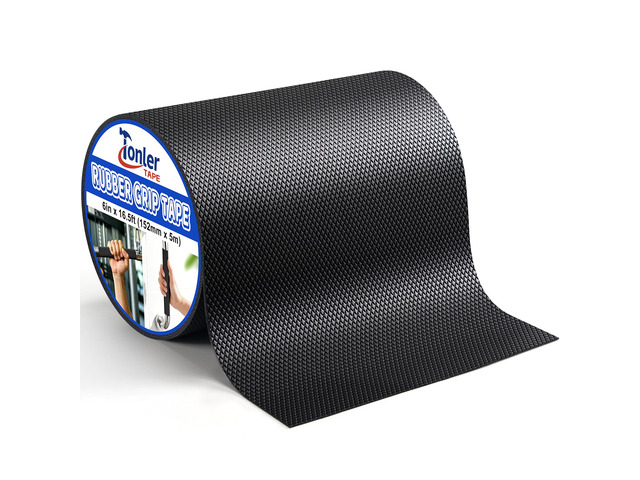 Black Anti-Slip Rubber Grip Tape 6' x 16.5FT High Adhesive Waterproof Textured non-slip cushion pad for tool handles, heat resistant wear-proof,...