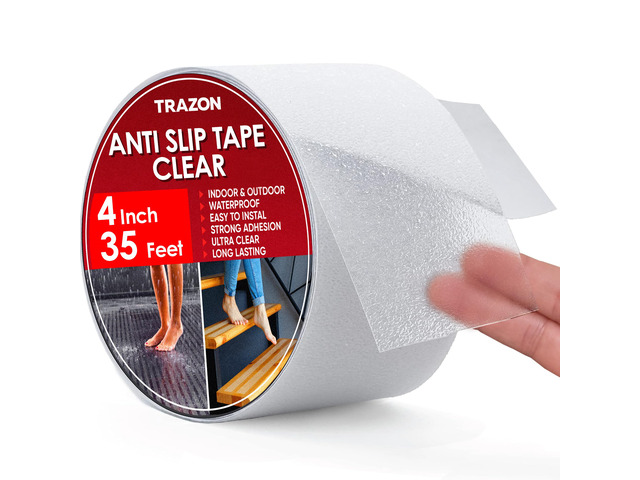 Grip Tape - Heavy Duty Anti Slip Tape Clear Outdoor/Indoor 4In*35Ft, Non Slip Roll/Stickers Easy to Cut Waterproof for Bathtub, Shower Floor, Pool,...