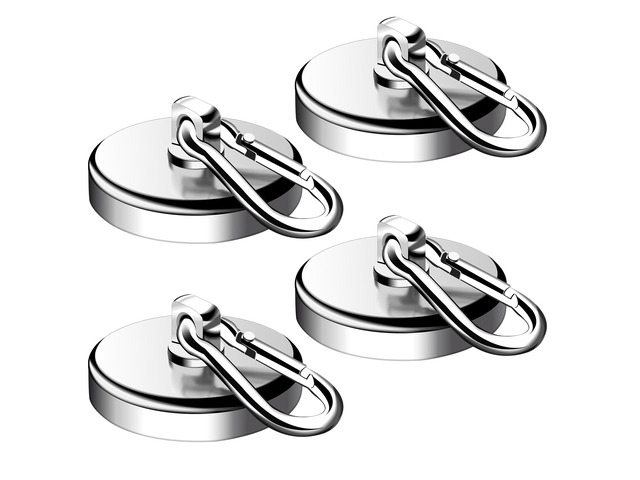 Magnetic Hooks,4 Pack 200LBS Heavy Duty Neodymium Magnet Hooks Swivel Carabiner Hook Strong Magnet Hooks with Swivel Carabiner Hook,Great for Your...