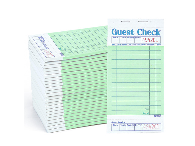 Budgenix 48 Pack Guest Checks Server Note Pads, 2400 Order Pads Green Guest Check Pads with Bottom Receipt, For Servers, Waitress, Cafes,...