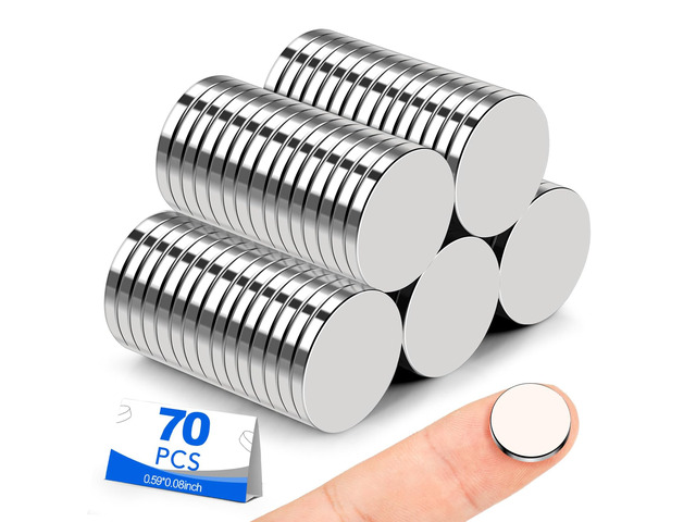 Small Magnets, 70 Pack Refrigerator Magnets 15x2mm Rare Earth Magnets Neodymium Magnets for Crafts, Whiteboard, Kitchen Cabinet, 3D Printing