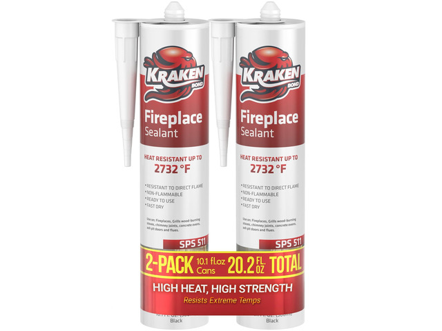 High Temperature Black Fireplace Sealant 2732°F - (2x10.1oz.) Fire Resistance Up to 2732°F, High Temp Fire Caulk for Ovens, Stoves, Chimneys - Fast...