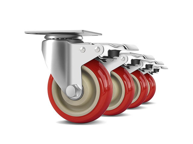 4 Inch Heavy Duty Swivel Caster Wheels with Brake, Set of 4 Industrial Locking Rolling Plate Casters Wheels for Furniture, Cart, Table and...