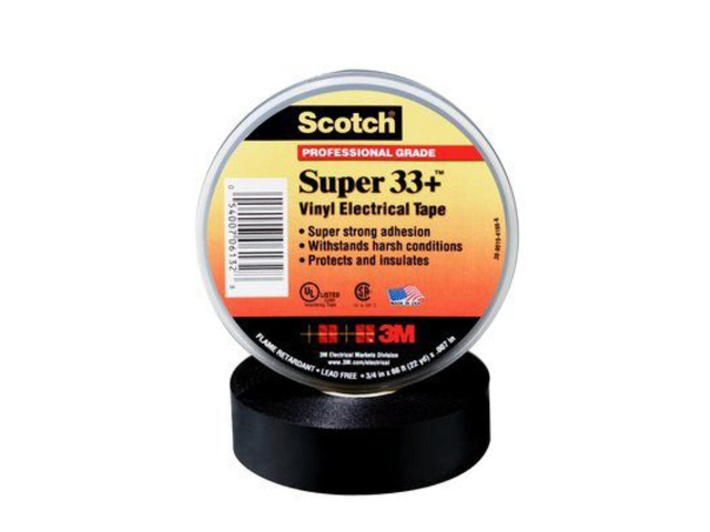 Scotch Super 33+ Electrical Tape, 1 in x 36 yd (108 ft), 1 Roll, Black Premium Grade All-Weather Vinyl, Resistant to Abrasion, Moisture, Corrosion,...