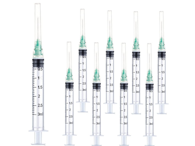 Luer lock 3ml 21Ga 1 Inch(25mm), 50 Pack Sterile Lab Utensils for Scientific Research, Industrial Dispensing or Liquid Measuring
