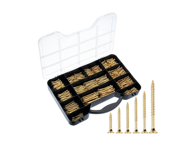 Wood Screws Assortment Kit, 456 pcs, Gold, Phillips Flat Head 6 Sizes (2, 1-1/2, 1-1/4, 1, 3/4, 1/2), Durable Assorted Wood Screws for Woodworking...