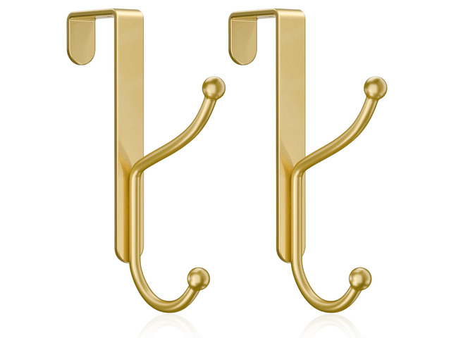 Over Door Hook 2-Pack, Heavy Duty Door Hanger, Fits Interior Doors 1.4 Inches Thick, Organize Coats, Hats, Towels, and Bags for Entryways,...