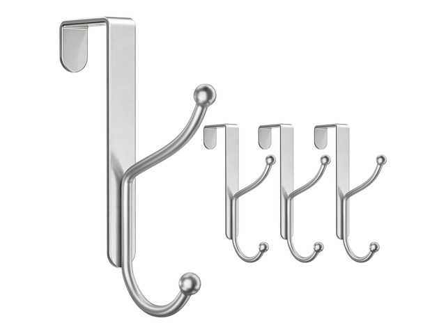 Over Door Hook 4-Pack, Heavy Duty Door Hanger, Fits Interior Doors 1.4 Inches Thick, Organize Coats, Hats, Towels, and Bags for Entryways,...