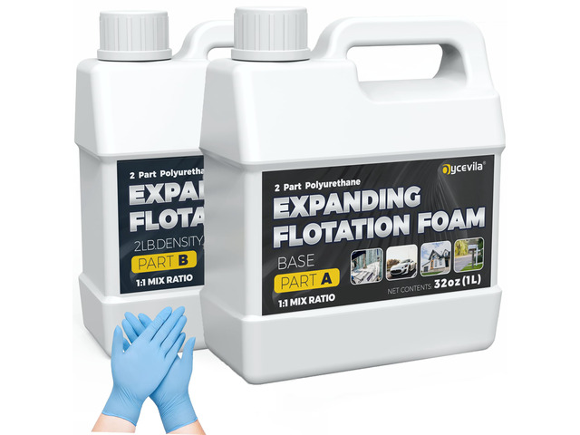 2 Lb Density Marine Expanding Foam Kit, 2 Part Flotation Foam Kit for Boat Closed Cell Polyurethane Foam for Boat Flotation, Liquid Pour Foam for...
