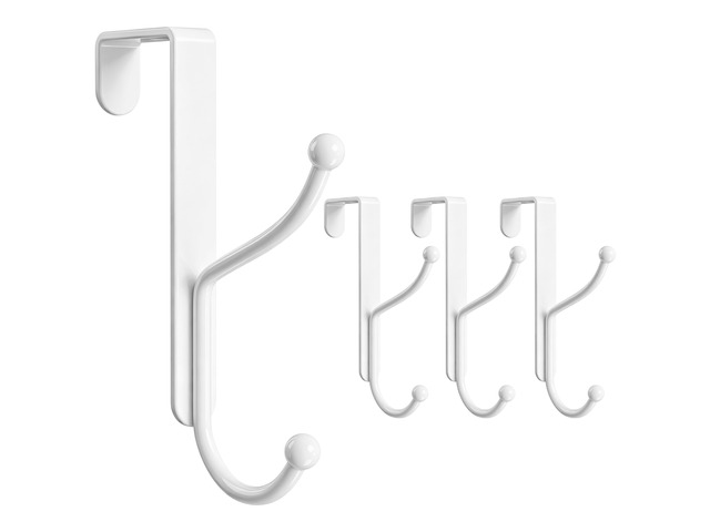 Over Door Hook 4-Pack, Heavy Duty Door Hanger, Fits Interior Doors 1.4 Inches Thick, Organize Coats, Hats, Towels, and Bags for Entryways,...