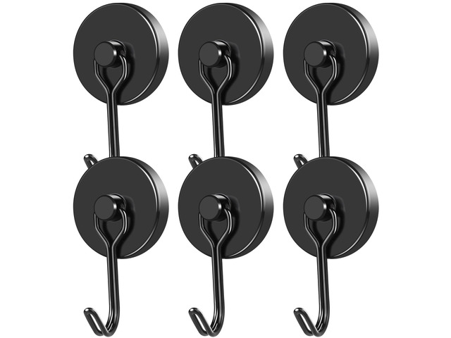 Black Magnetic Hooks Heavy Duty 120LB+ Swivel Strong Magnet Hook Neodymium Hook Magnets for Hanging Home Workplace Metal Door Office and Garage