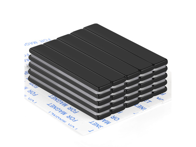 Strong Neodymium Magnets with Adhesive Backing, 25 Pack, 60x10x3 mm Powerful Rare Earth Bar Magnets, Waterproof Black Magnetic Magnet Strips Heavy...