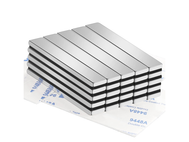 Strong Neodymium Magnets with Adhesive Backing, 25 Pack, 60x10x3 mm Powerful Rare Earth Bar Magnets, Waterproof Black Magnetic Magnet Strips Heavy...
