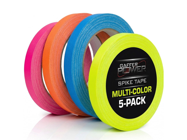 Spike Tape 5 Pack, Fluorescent Neon, 1/2 Inch x 20 Yards, USA