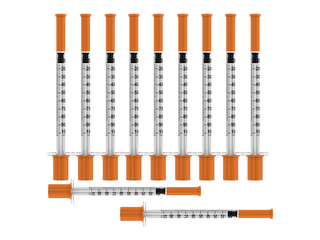 1ml/cc Disposable Syringes with Needle 30G 5/16' (8mm),U-100 Individually Wrapped 100 Pack Lab Supplies