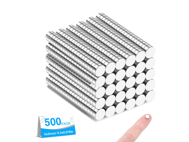 500 Pack Small Magnets, 5x2mm Refrigerator Magnets Rare Earth Magnets 0.2x0.08 Inch Neodymium Magnets for Crafts, Whiteboard, Kitchen Cabinet