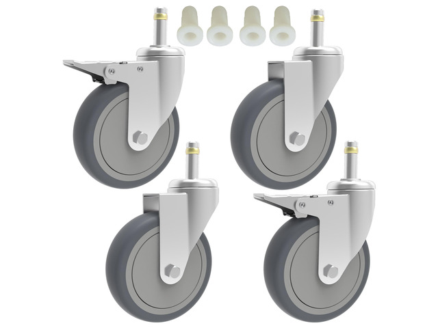 4-Inch Swivel Stem Caster, 7/16-Inch Stem Diameter Rubber Wheel, Heavy Duty TPR Replacement Wheels for Rubbermaid Mop Bucket Cart Grill Casters - 4...