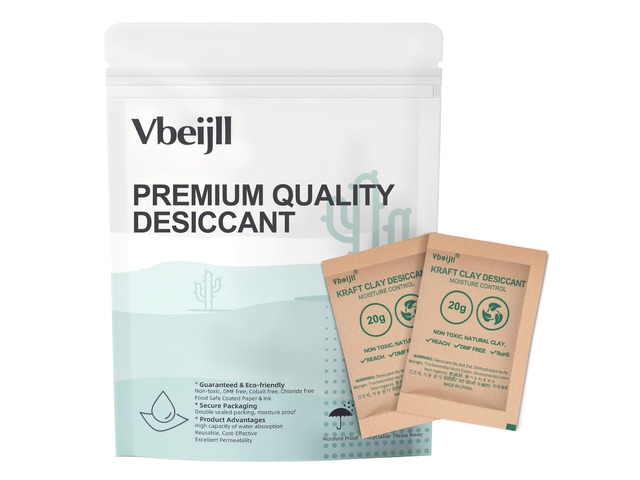 20g 50 pcs Kraft Clay Desiccant Packs, Food Safe Moisture absorbers Natural & Non-Toxic, Rechargeable, desiccant packs for storage, Closet,...