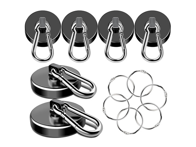 Magnetic Hooks Heavy Duty 150LB Strong Swivel Neodymium Magnets With Magnetic Carabiner Hooks Black Powerful Magnet Hook for Hanging Cruise Ship...