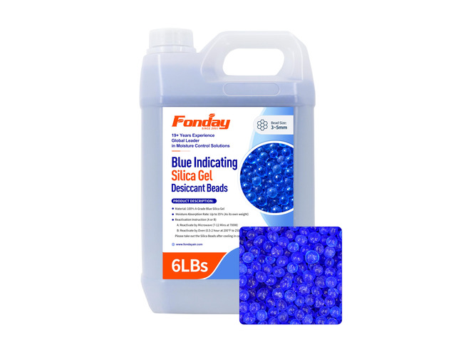 6LBS Premium Moisture Indicating Silica Gel Desiccant Beads (Blue) Rechargeable, Industry Standard Bead Size 3 to 5mm