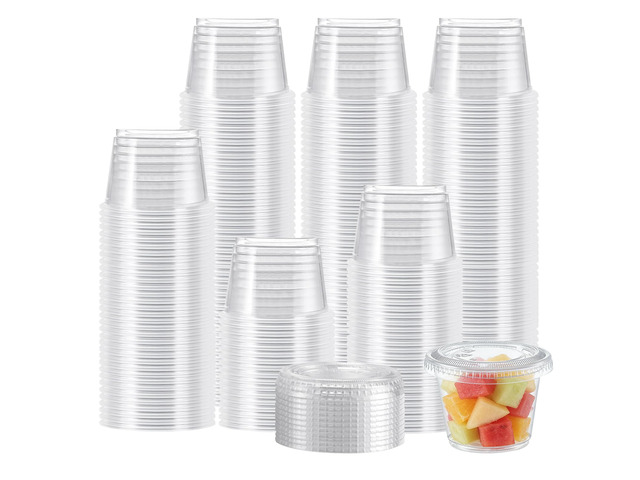 360 Set 5.5 oz Jello Shot Cups with Lids, Plastic Condiment Cups Food Safe Disposable Soufflé Storage Portion Containers for Salad, Dressing,...