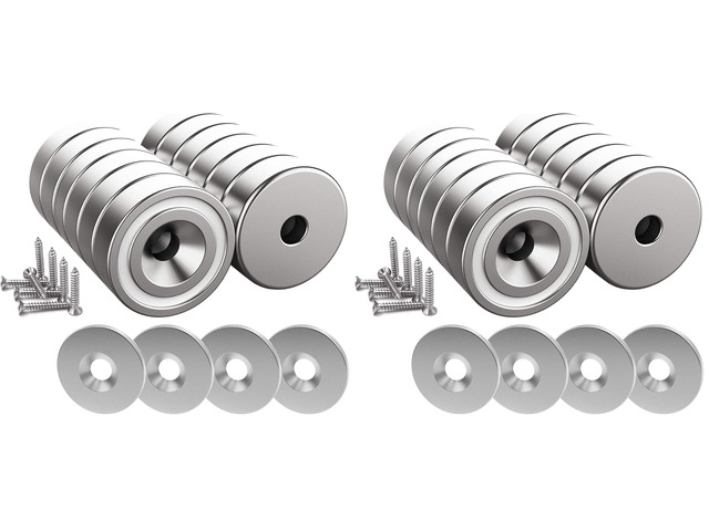 12 Pieces Neodymium Magnets 25 LB Force, Strong Magnets Size 0.79'*0.28' with Countersunk Hole and Steel Capsule, Pot Magnet with 12 Steel...